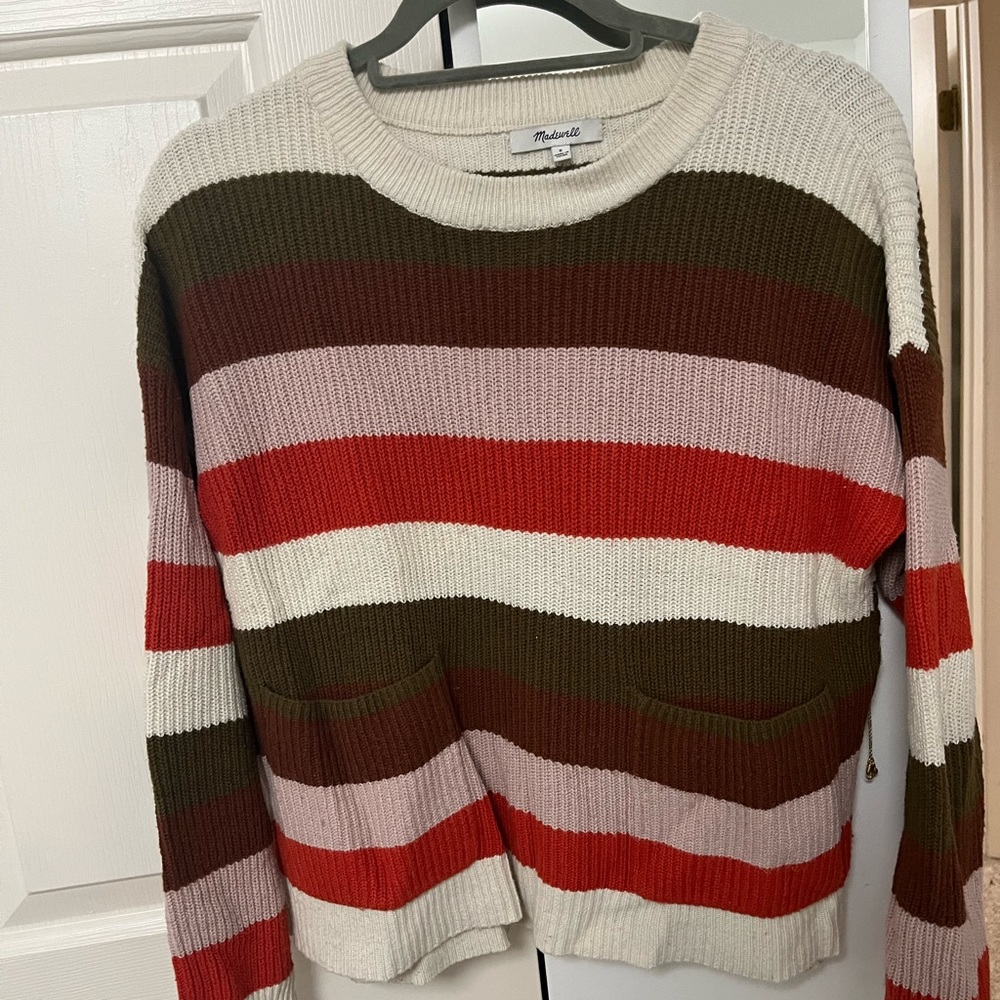 Striped Madewell Sweater w/ front pockets